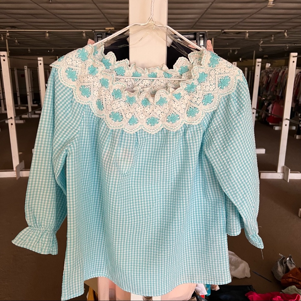 Hayden Girls Blue and White Gingham Top